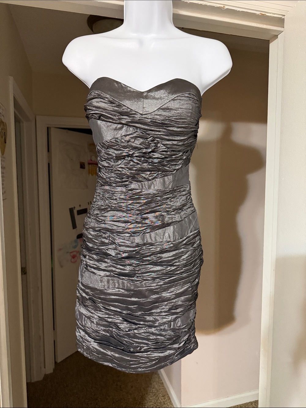 Vintage Y2K Arden B Strapless Ruched Cocktail Dress Gunmetal (worn once) Small